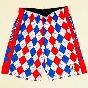 New Flow Society Lacrosse Shorts Mens Medium Red White and Blue Argyle Attack
